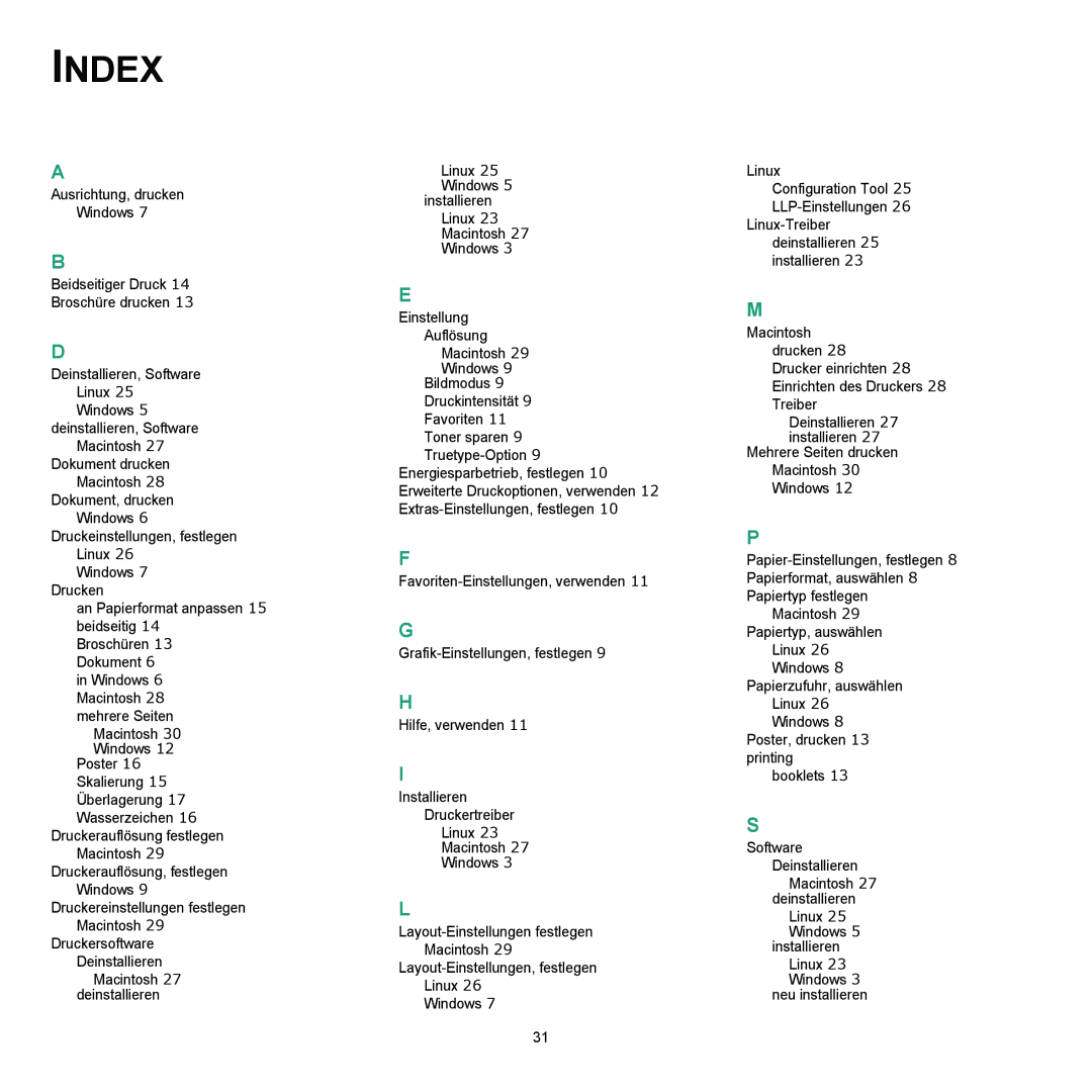 Samsung ML-2010 Series manual Index 