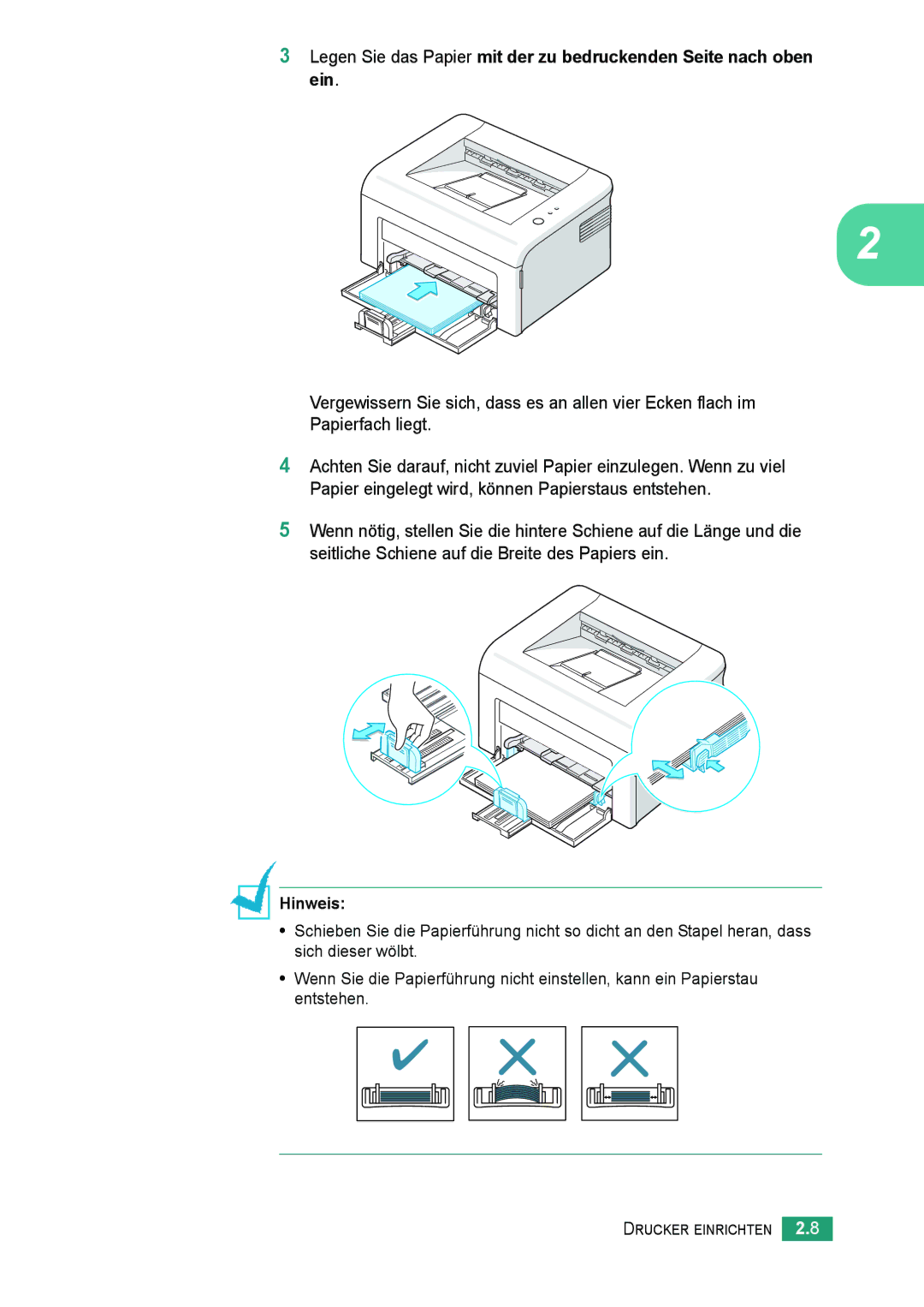 Samsung ML-2010 Series manual Hinweis 