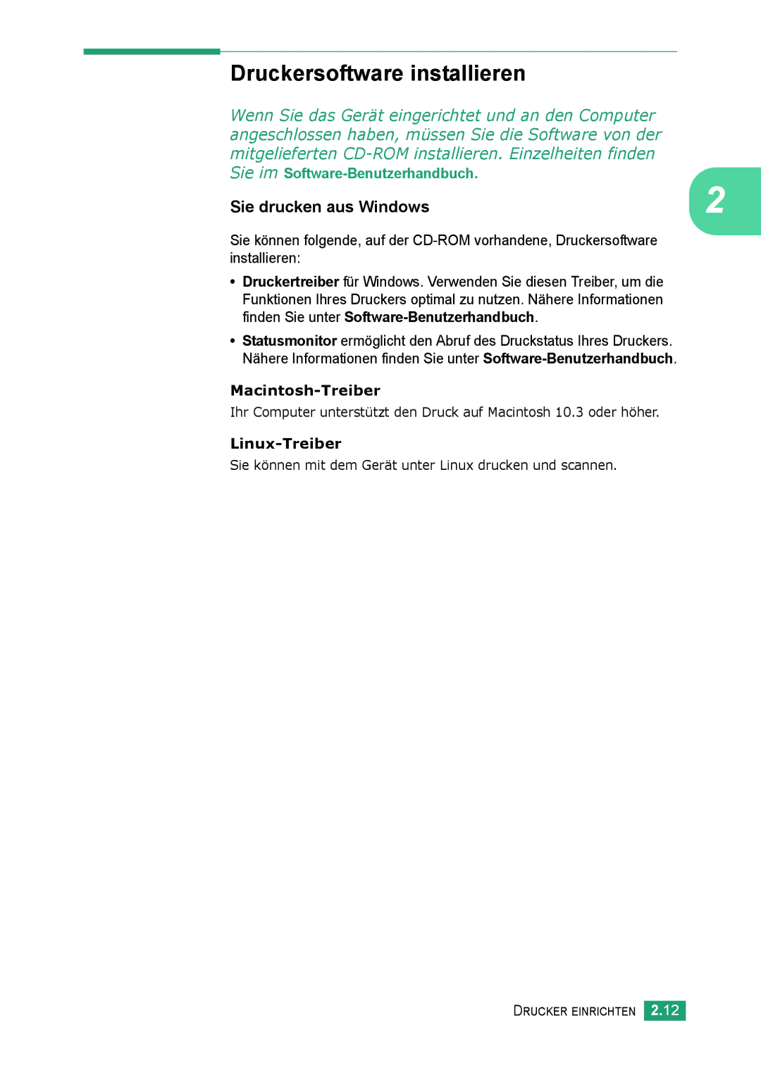 Samsung ML-2010 Series manual Druckersoftware installieren, Sie drucken aus Windows 