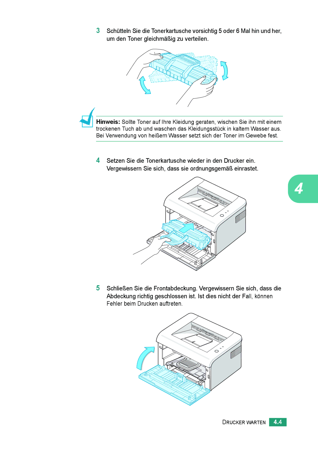 Samsung ML-2010 Series manual Drucker Warten 