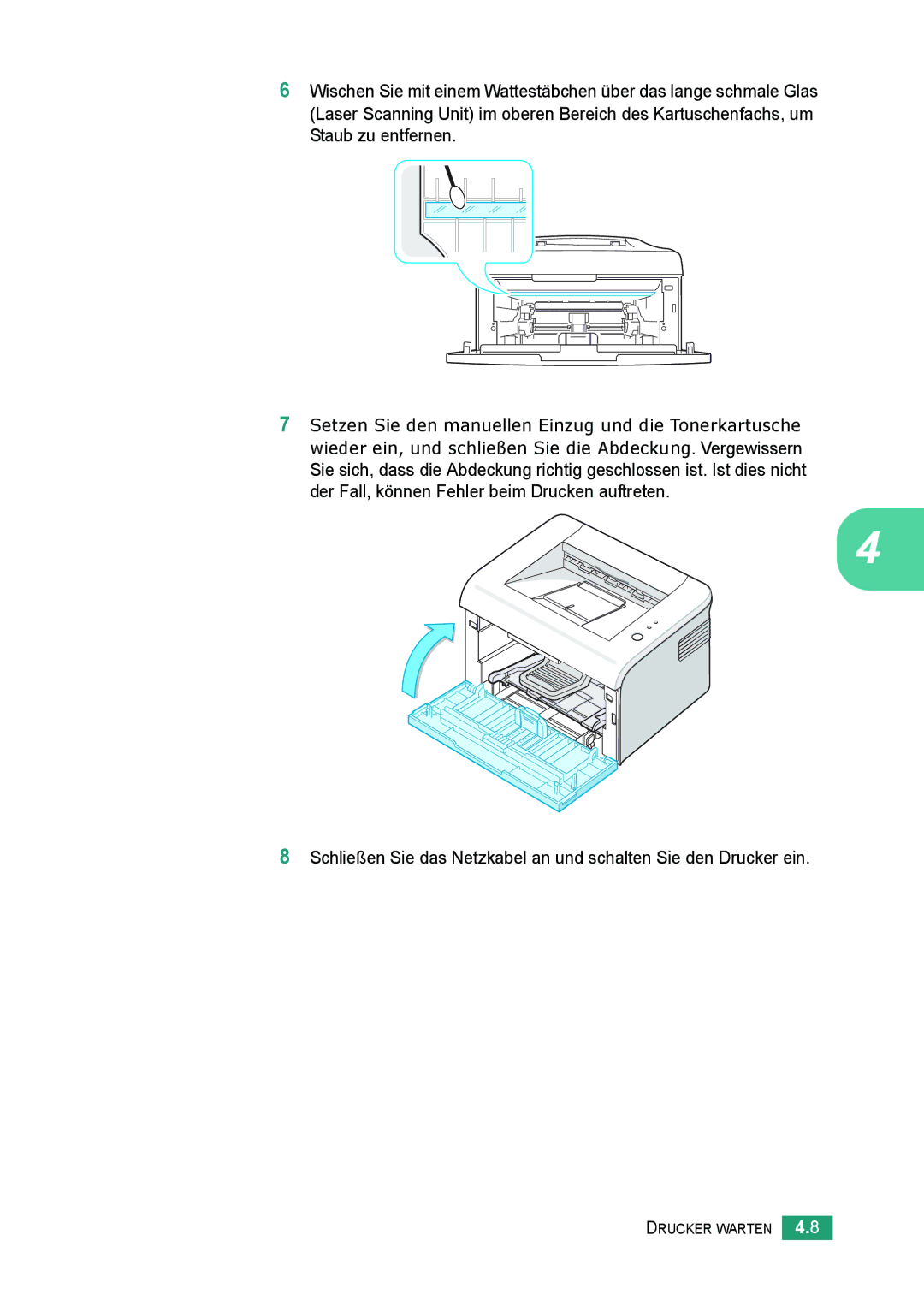 Samsung ML-2010 Series manual Drucker Warten 