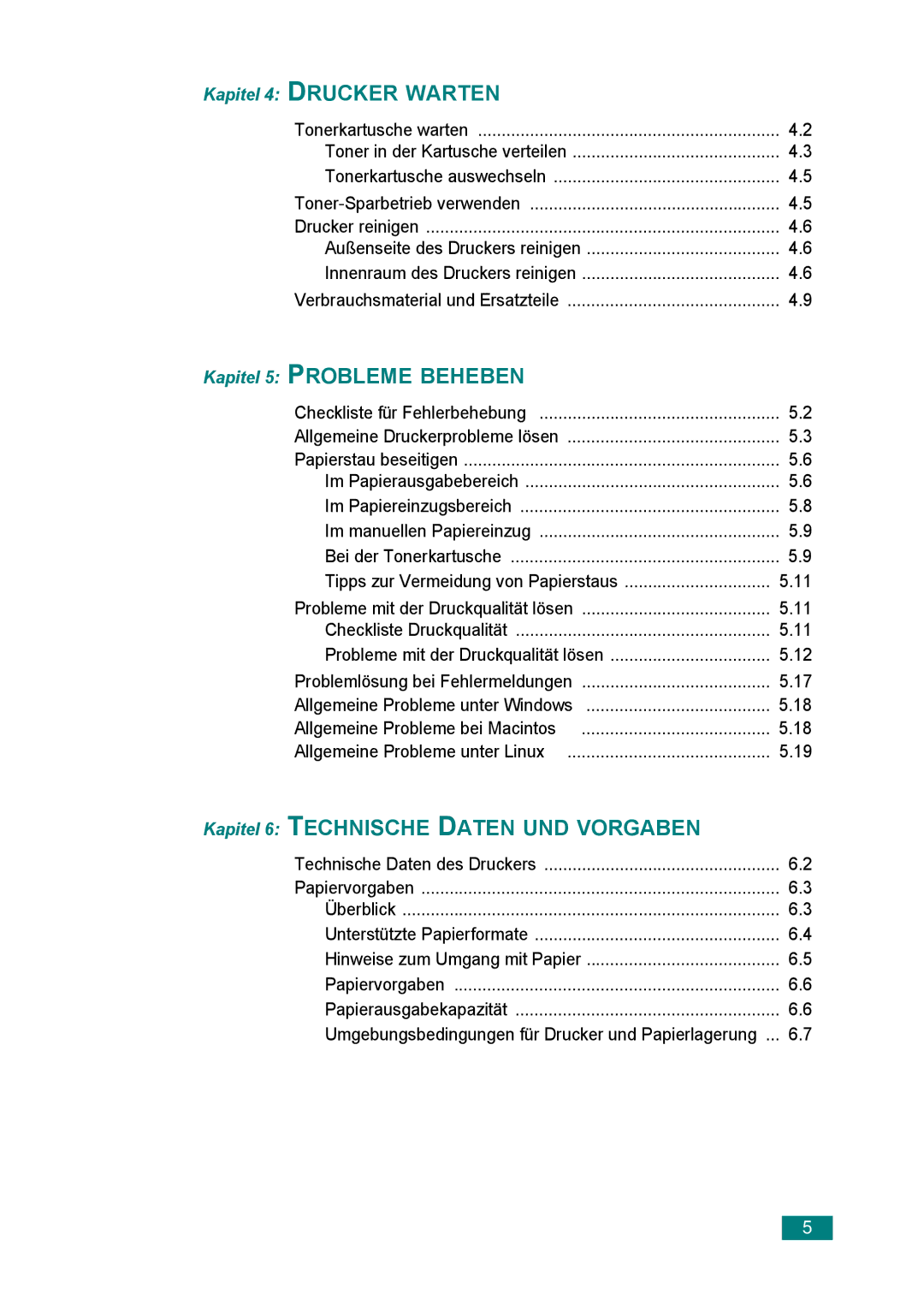 Samsung ML-2010 Series manual Toner in der Kartusche verteilen, Innenraum des Druckers reinigen 