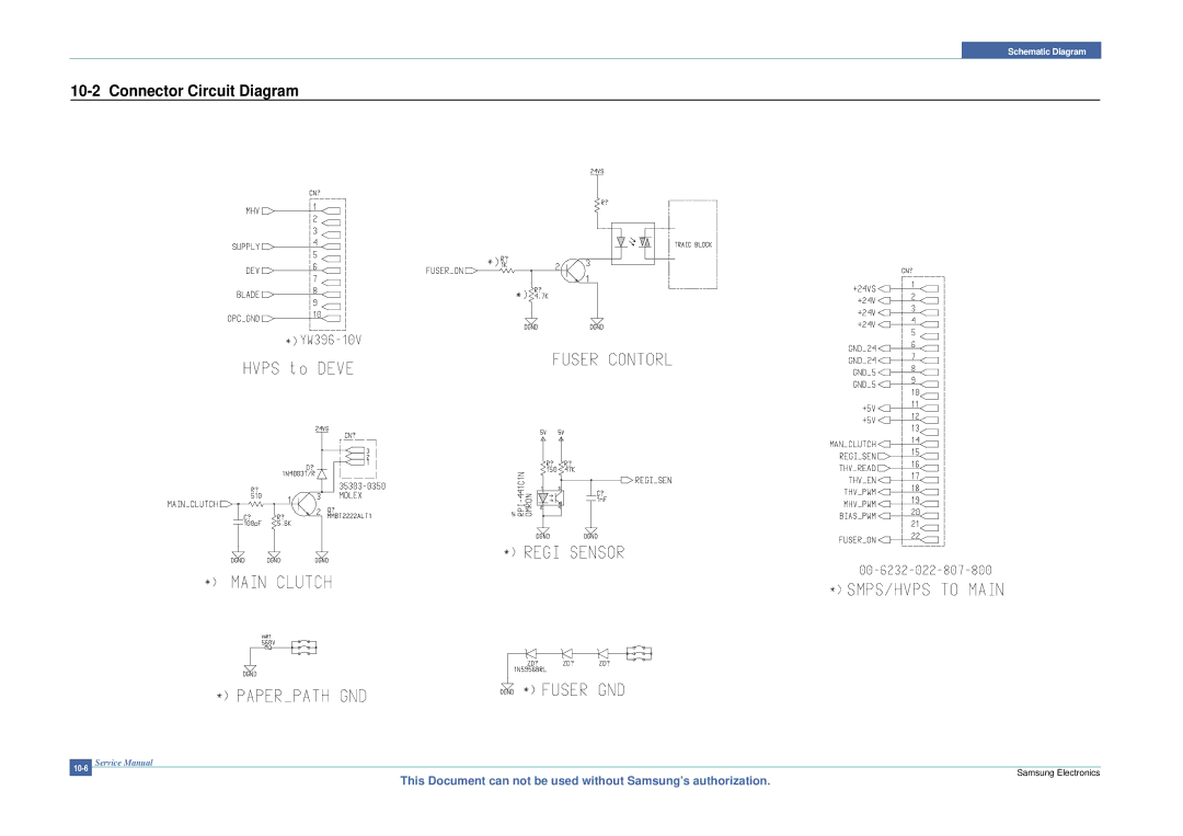 Samsung ML-2015/XEV manual Connector Circuit Diagram 