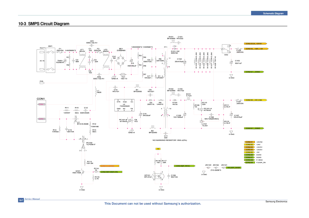 Samsung ML-2015/XEV manual Smps Circuit Diagram 