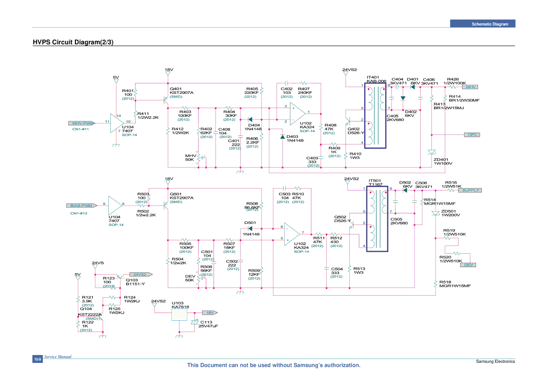 Samsung ML-2015/XEV manual Hvps Circuit Diagram2/3 