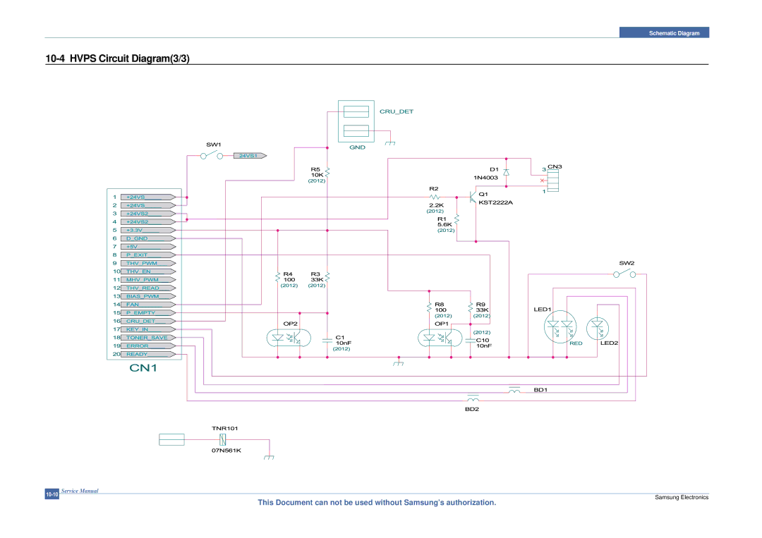 Samsung ML-2015/XEV manual Hvps Circuit Diagram3/3 