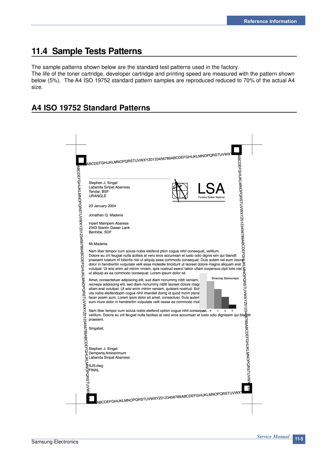 Samsung ML-2015/XEV manual Sample Tests Patterns, A4 ISO 19752 Standard Patterns 