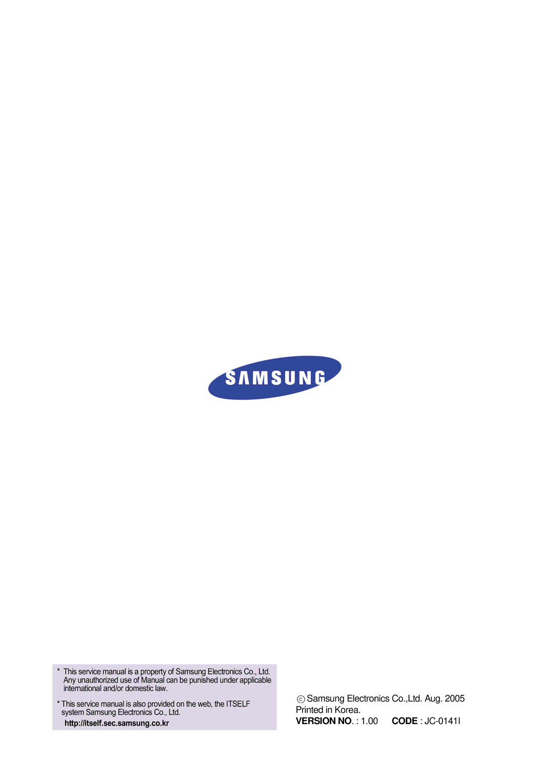 Samsung ML-2015/XEV manual Version no .00 Code JC-0141I 