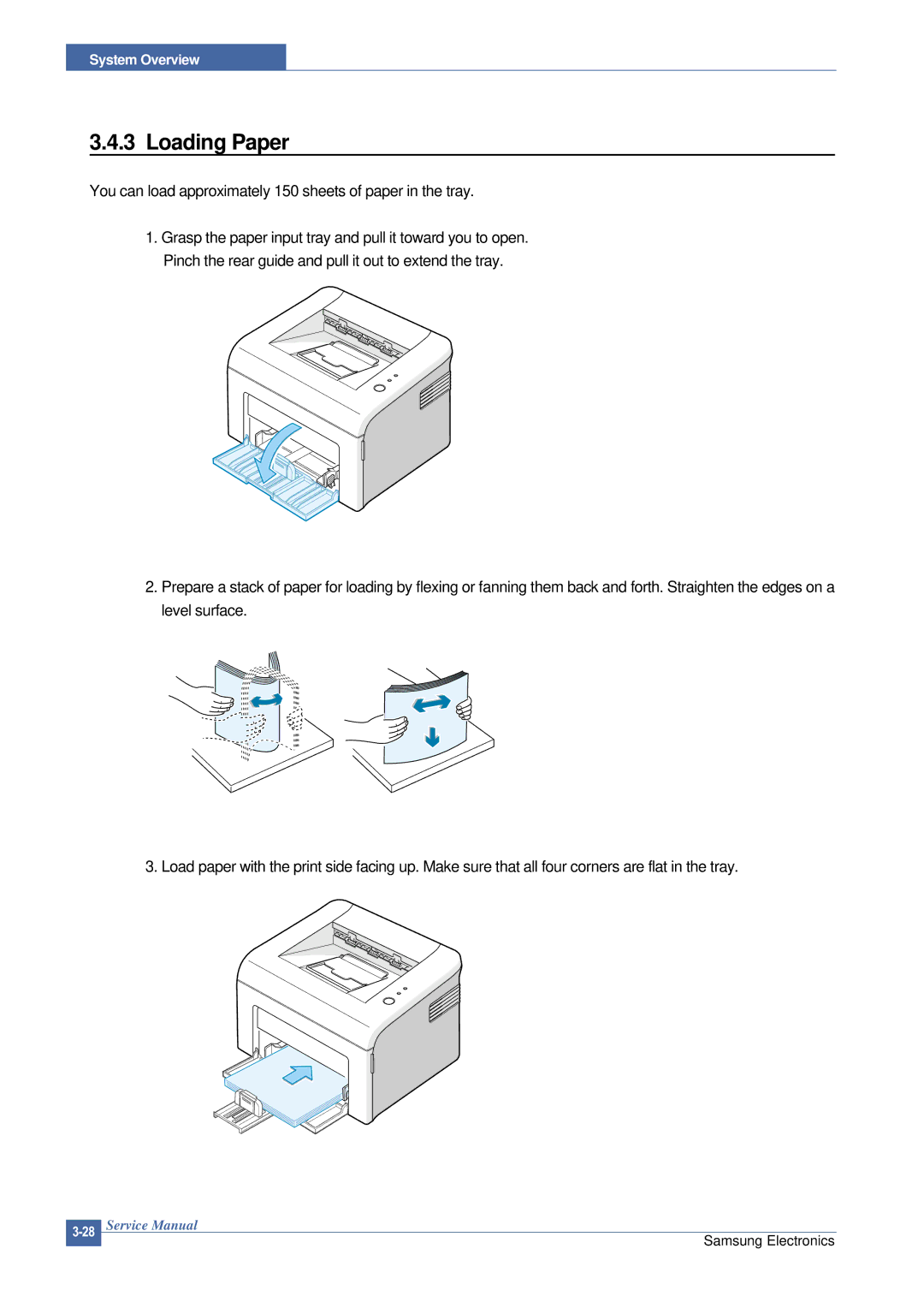 Samsung ML-2015/XEV manual Loading Paper, You can load approximately 150 sheets of paper in the tray 