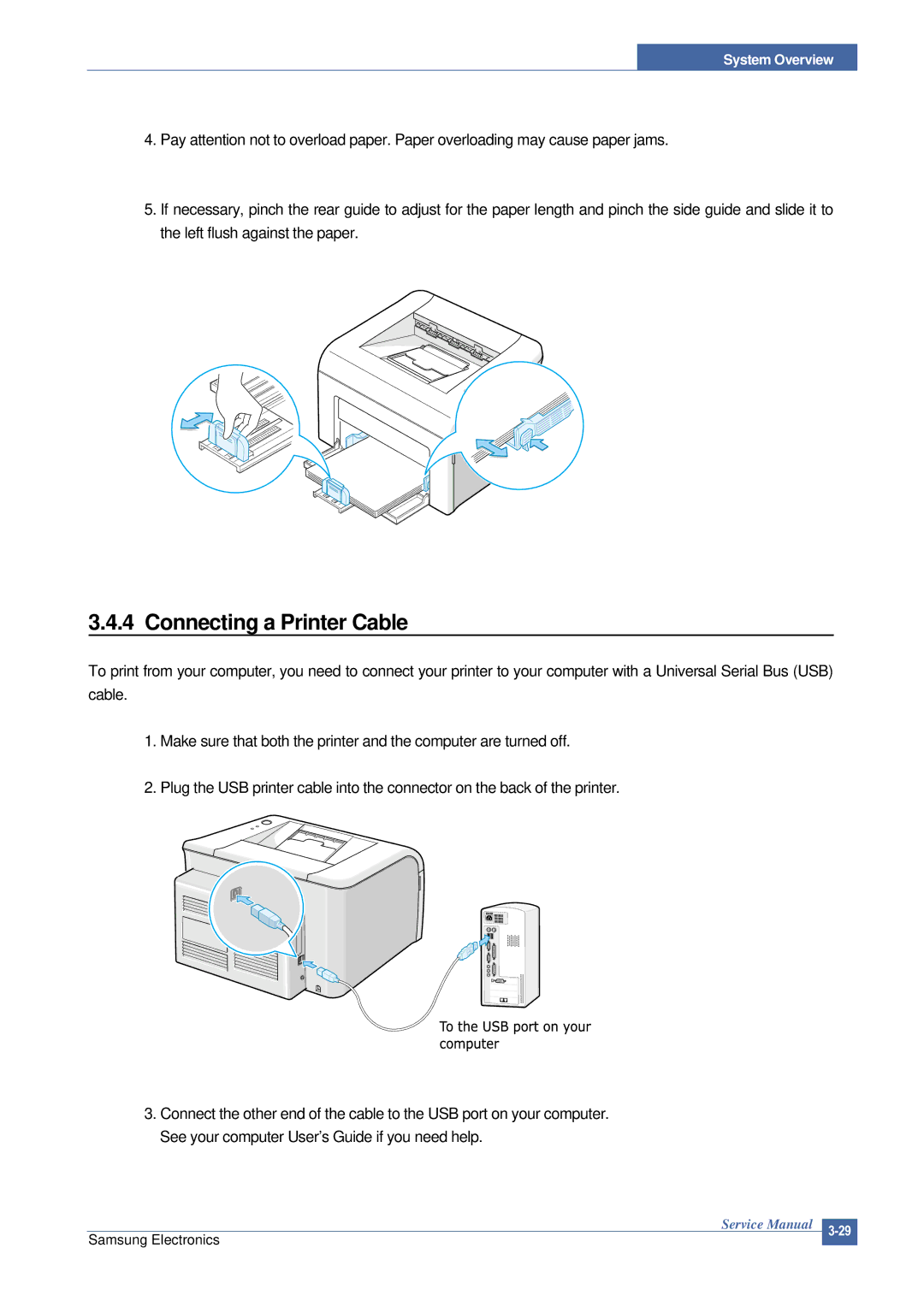 Samsung ML-2015/XEV manual Connecting a Printer Cable 