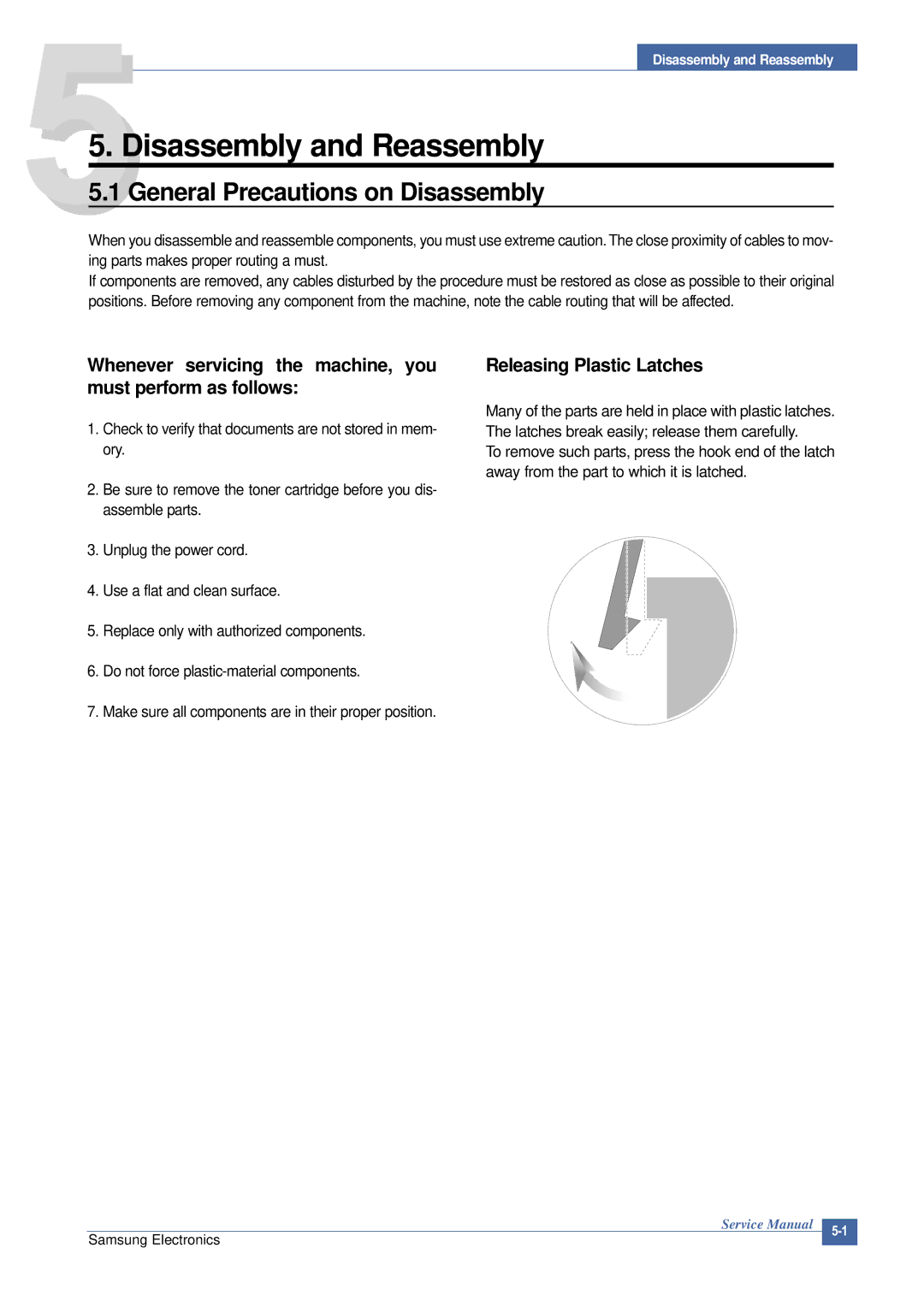 Samsung ML-2015/XEV manual Disassembly and Reassembly 