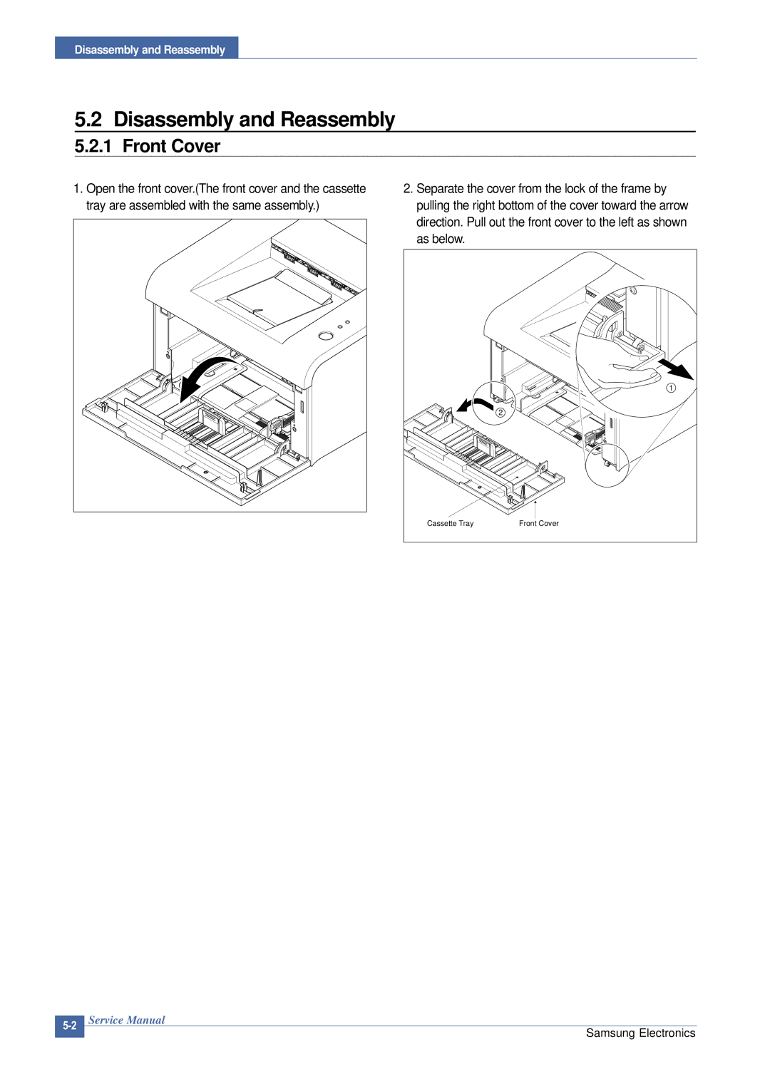 Samsung ML-2015/XEV manual Disassembly and Reassembly, Front Cover 