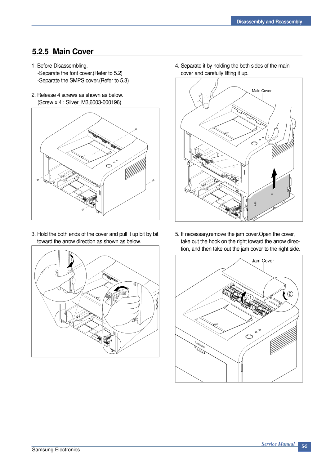 Samsung ML-2015/XEV manual Main Cover 