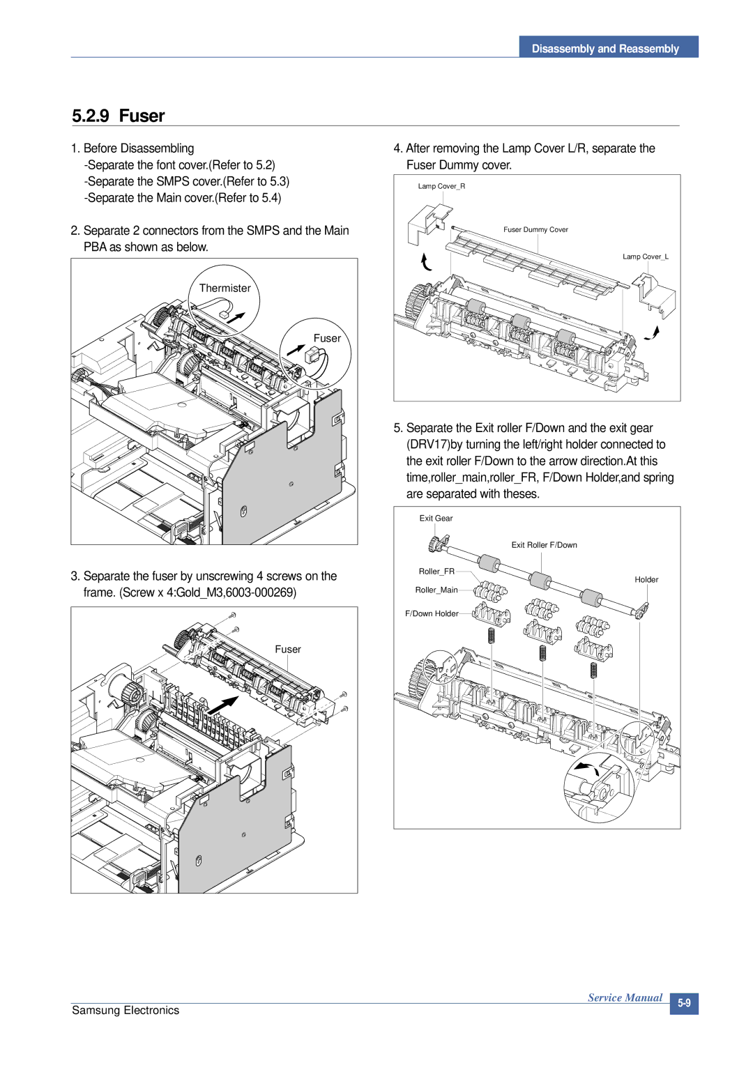 Samsung ML-2015/XEV manual Thermister 