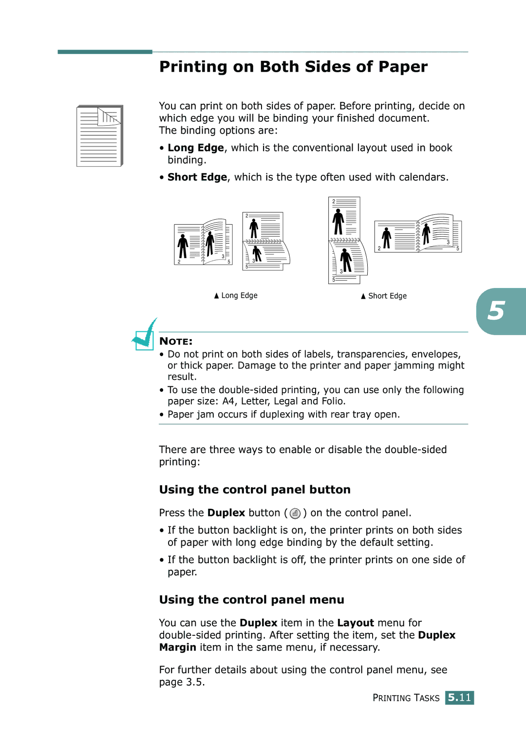 Samsung ML-2150 manual Printing on Both Sides of Paper, Press the Duplex button on the control panel 