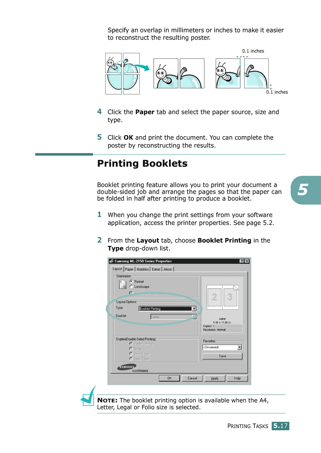 Samsung ML-2150 manual Printing Booklets 