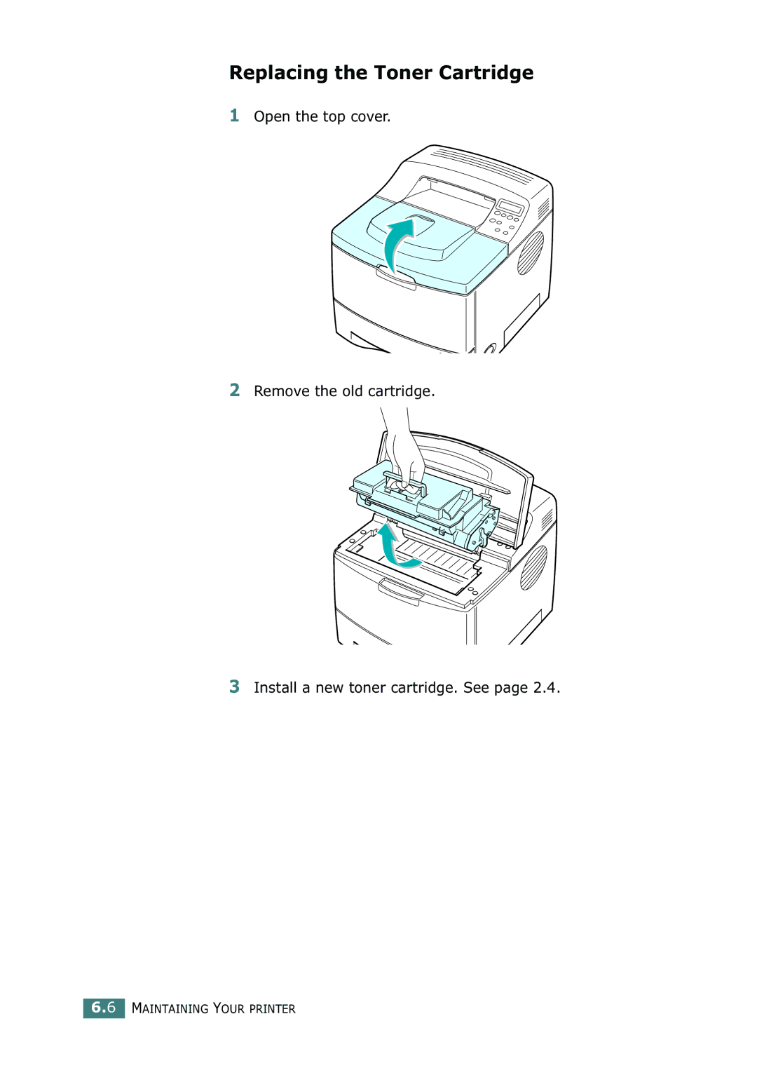 Samsung ML-2150 manual Replacing the Toner Cartridge 