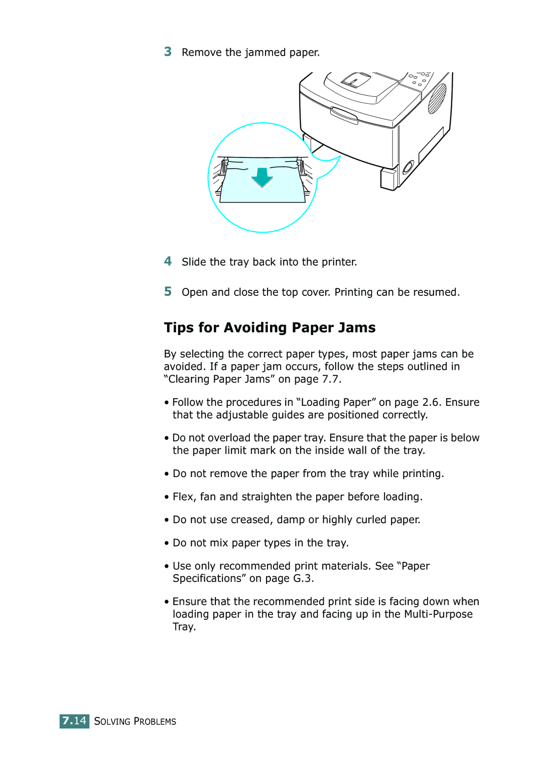 Samsung ML-2150 manual Tips for Avoiding Paper Jams 