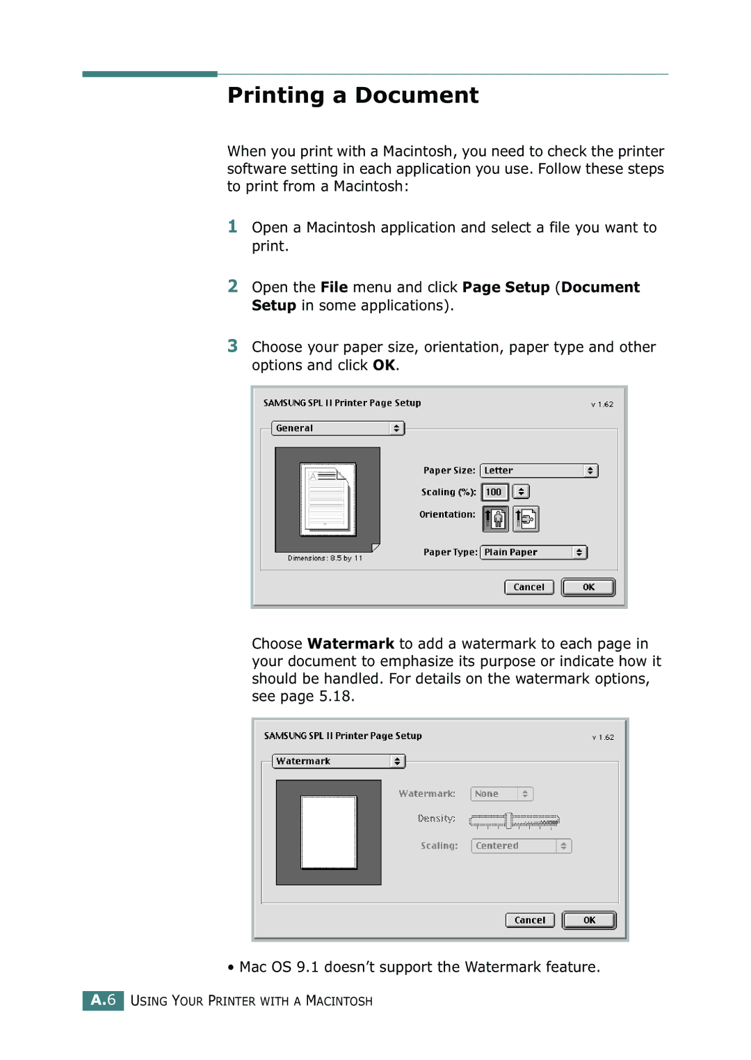 Samsung ML-2150 manual Printing a Document 