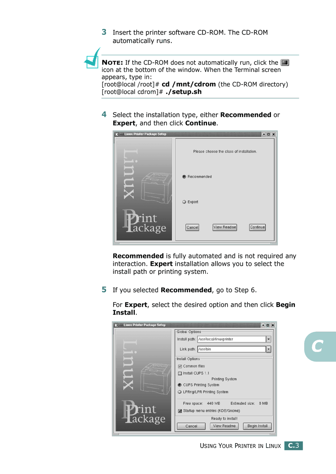 Samsung ML-2150 manual Using Your Printer in Linux C.3 