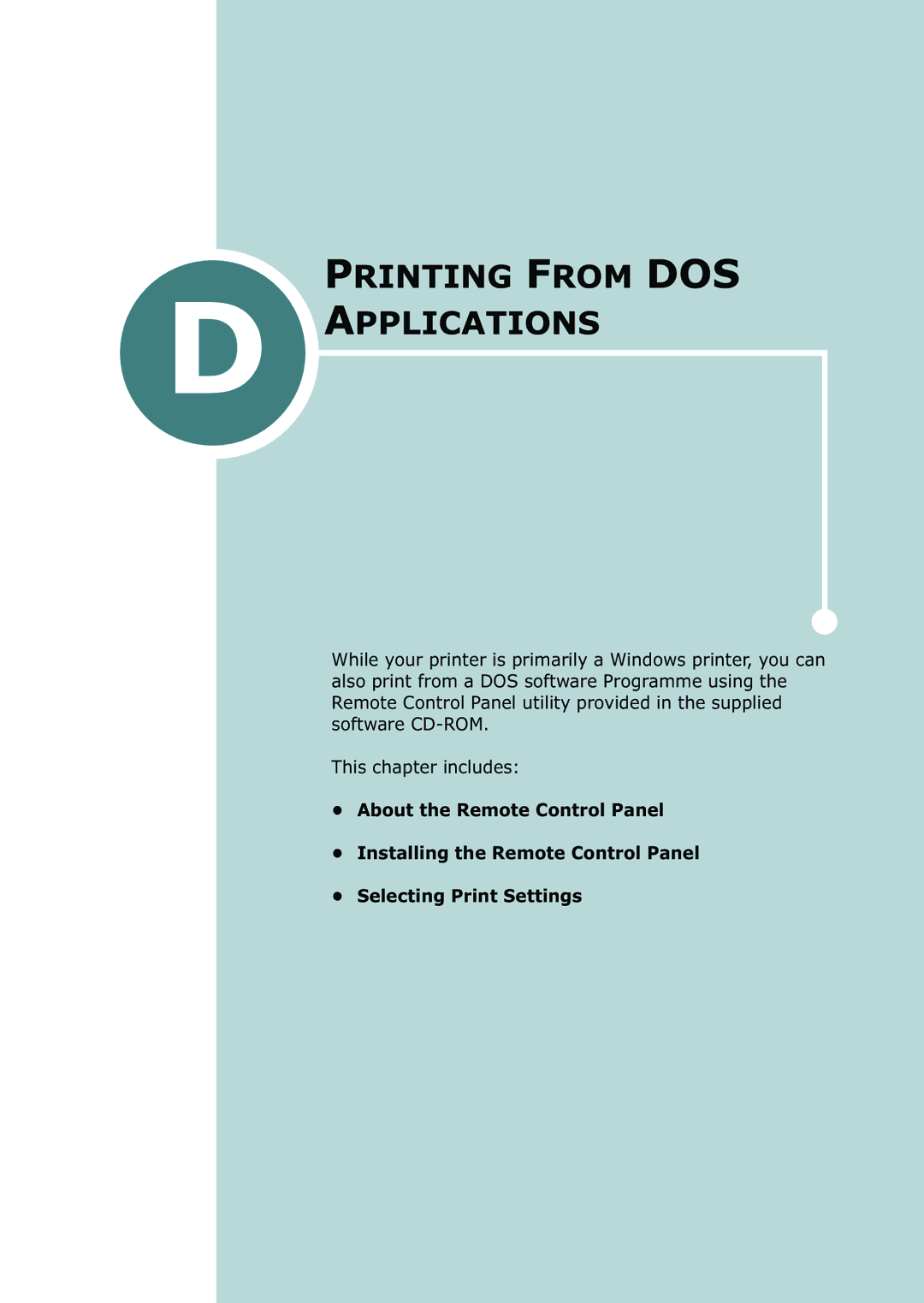 Samsung ML-2150 manual Printing from DOS Applications 