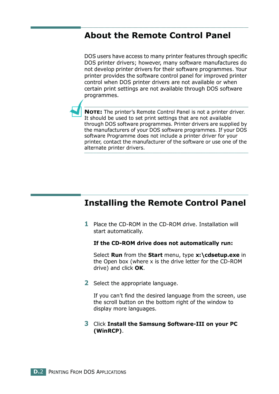 Samsung ML-2150 manual About the Remote Control Panel, Installing the Remote Control Panel 