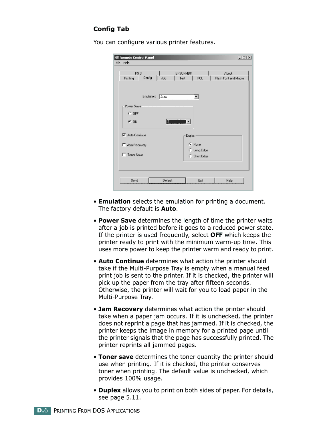 Samsung ML-2150 manual Config Tab 