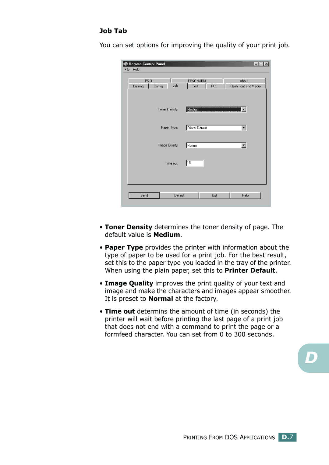 Samsung ML-2150 manual Job Tab 