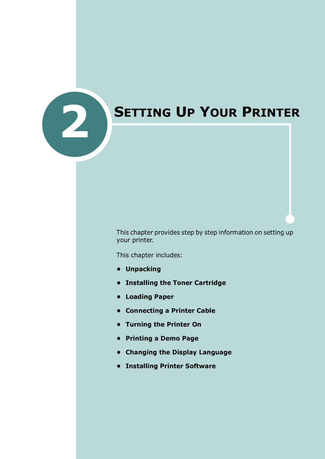 Samsung ML-2150 manual Setting UP Your Printer 