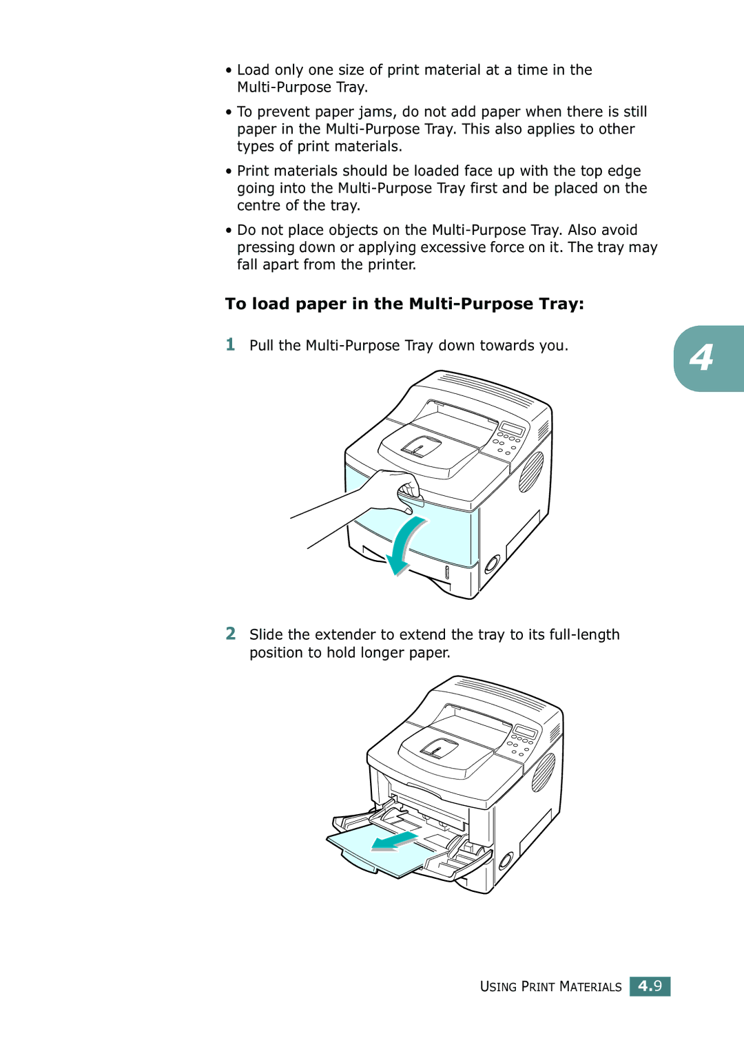 Samsung ML-2150 manual To load paper in the Multi-Purpose Tray 