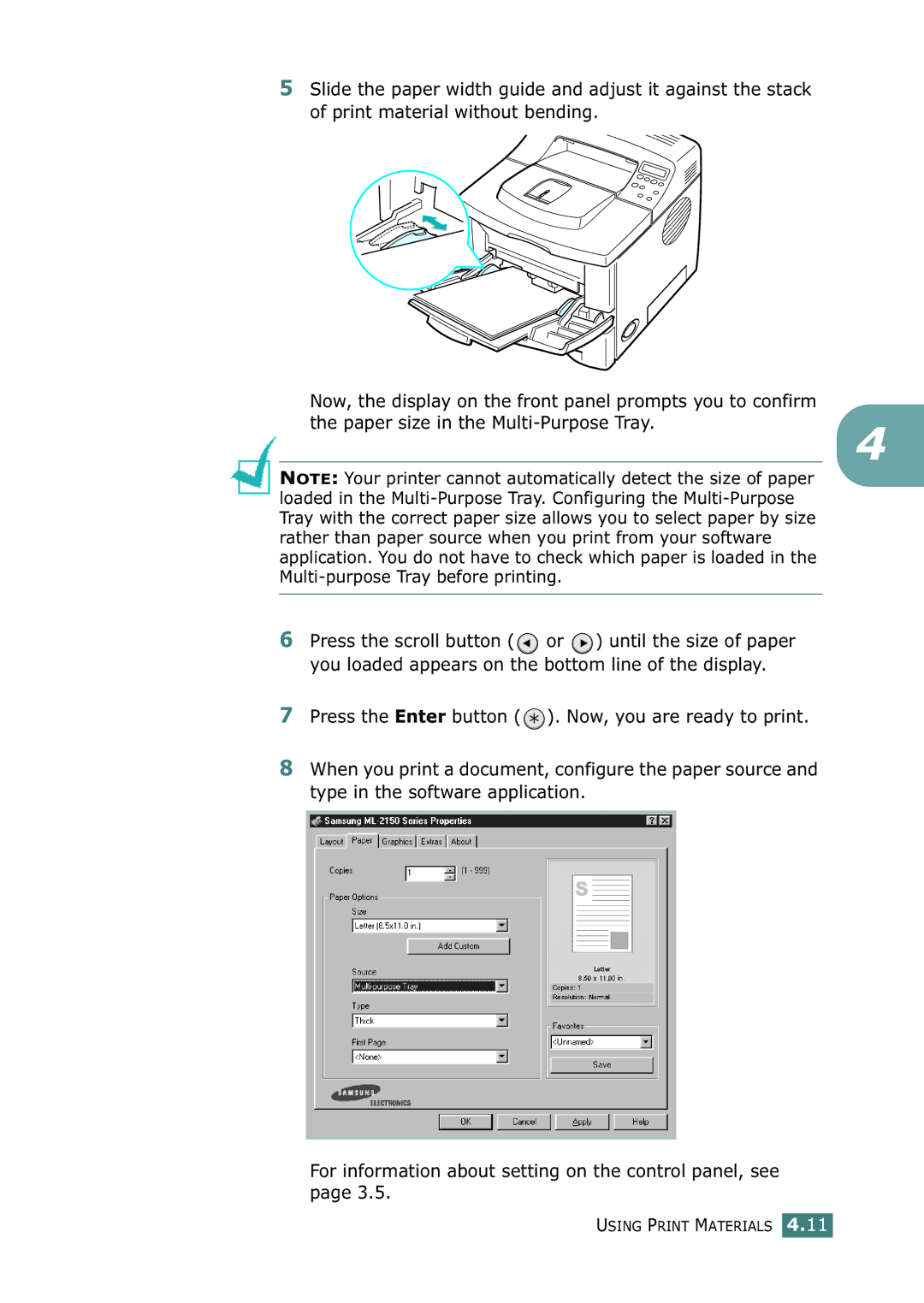 Samsung ML-2150 manual Using Print Materials 