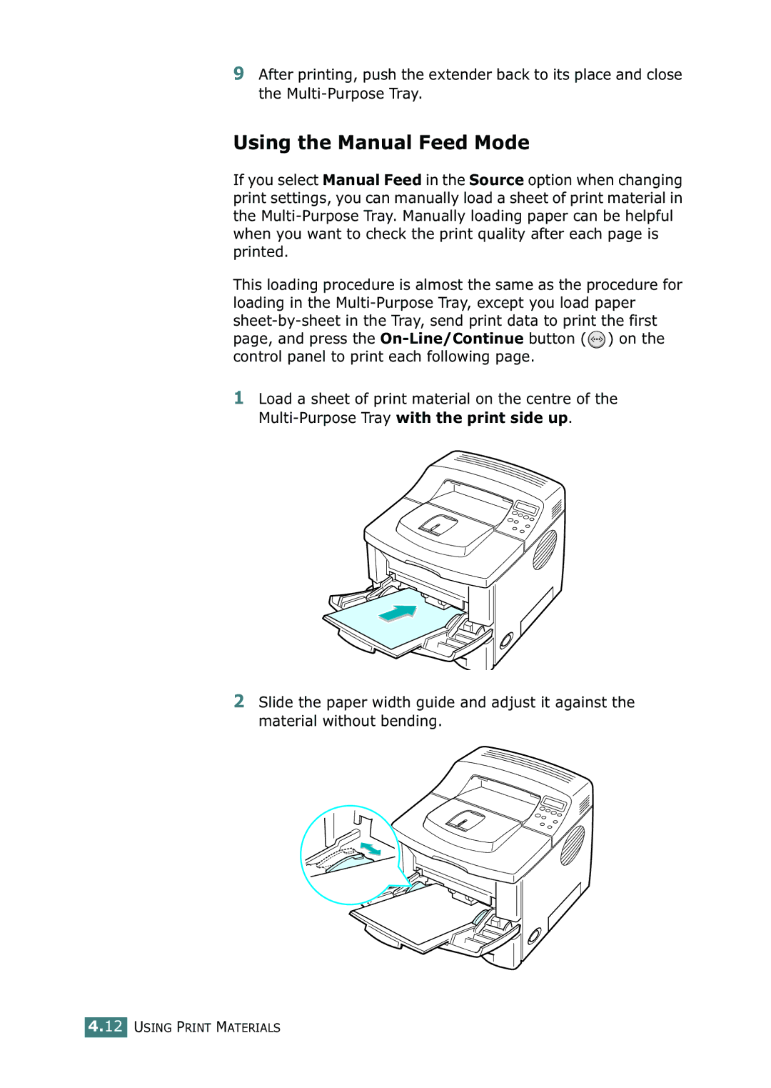 Samsung ML-2150 manual Using the Manual Feed Mode 