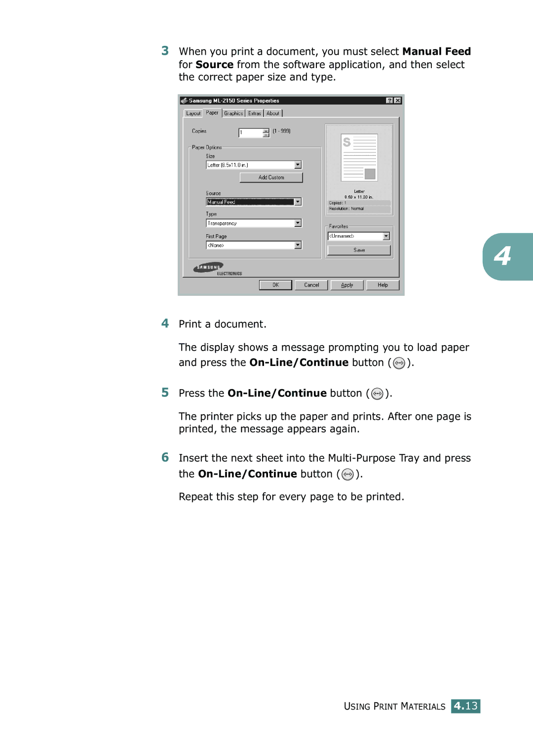 Samsung ML-2150 manual Using Print Materials 