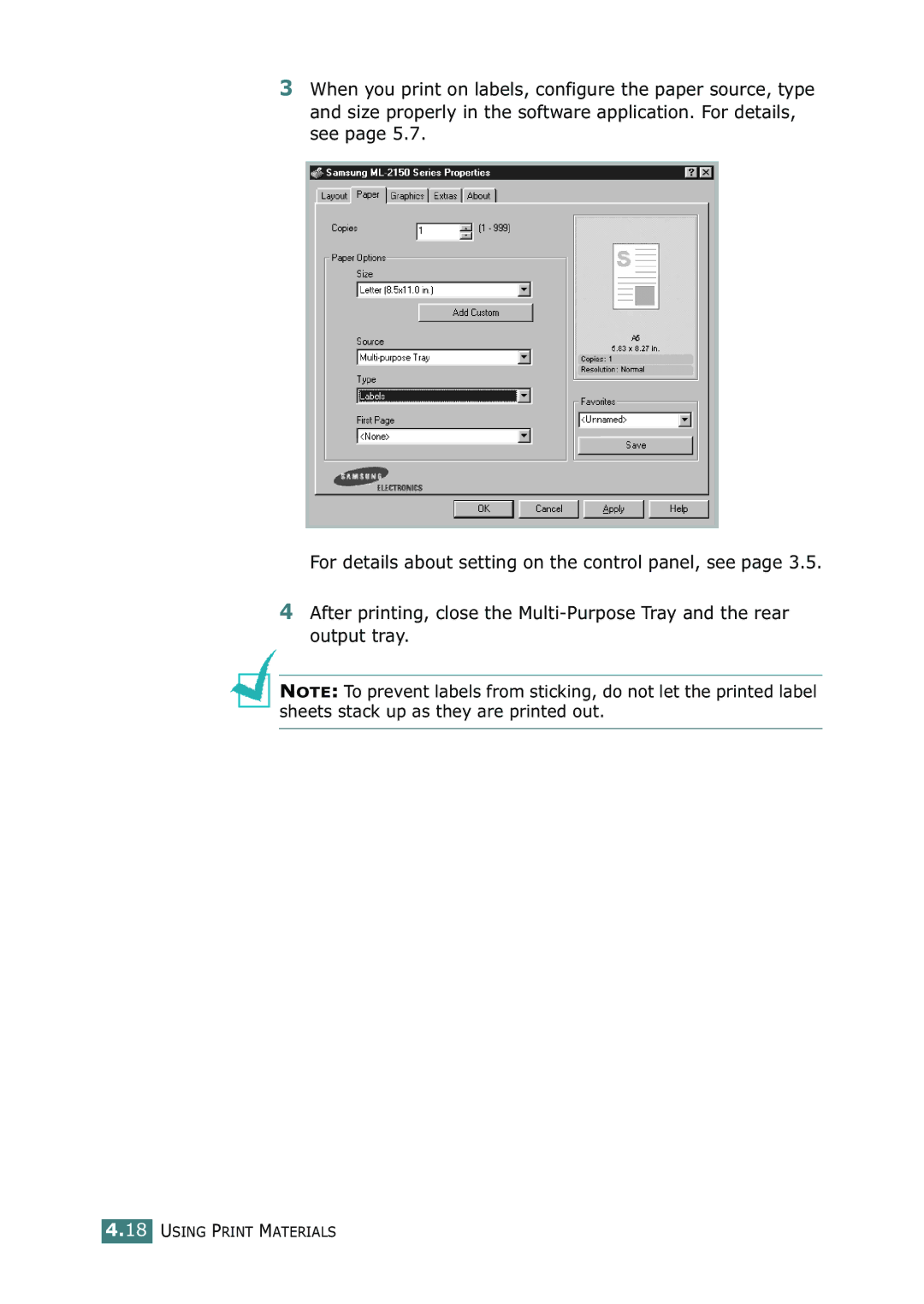 Samsung ML-2150 manual Using Print Materials 