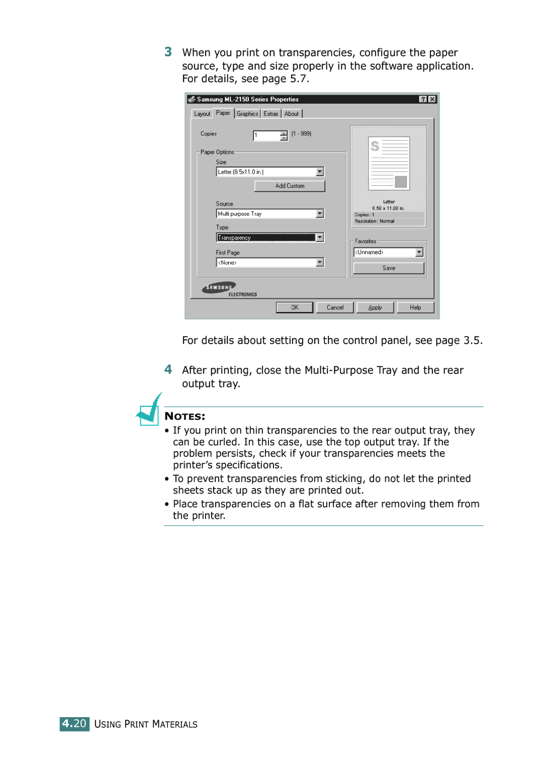 Samsung ML-2150 manual Using Print Materials 