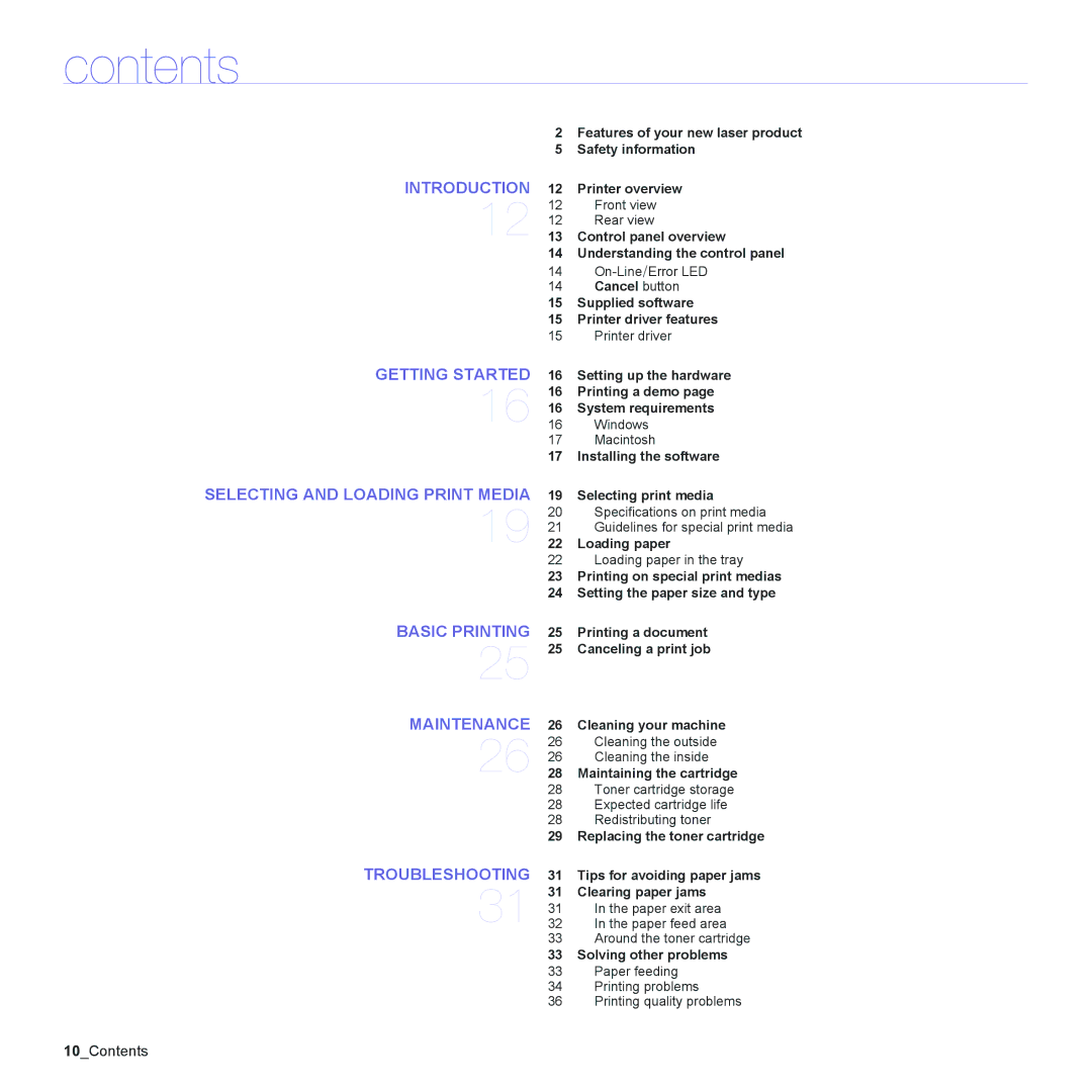 Samsung ML-2240 manual Contents 