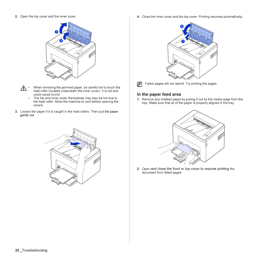 Samsung ML-2240 manual Paper feed area 