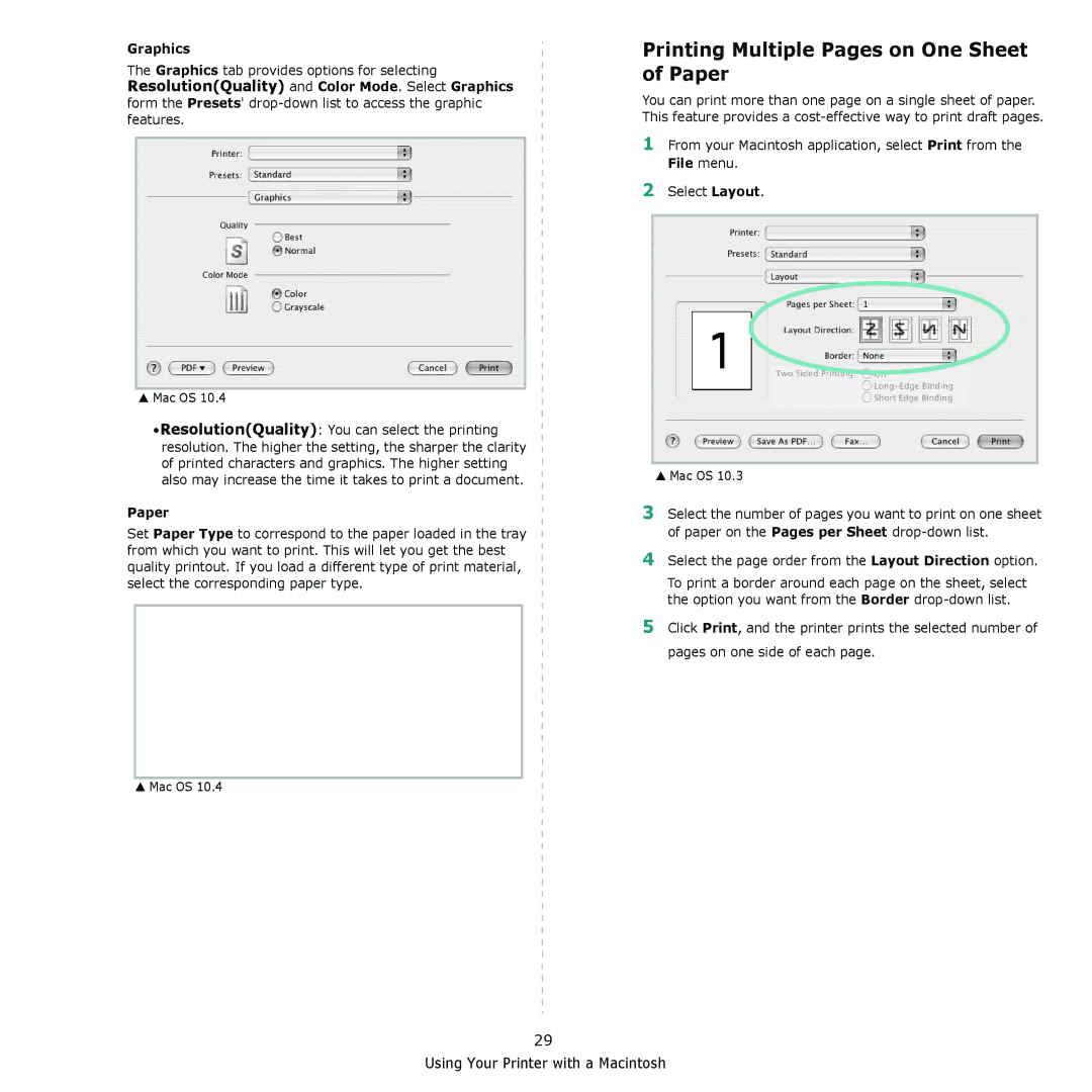 Samsung ML-2240 manual Printing Multiple Pages on One Sheet of Paper, Graphics 