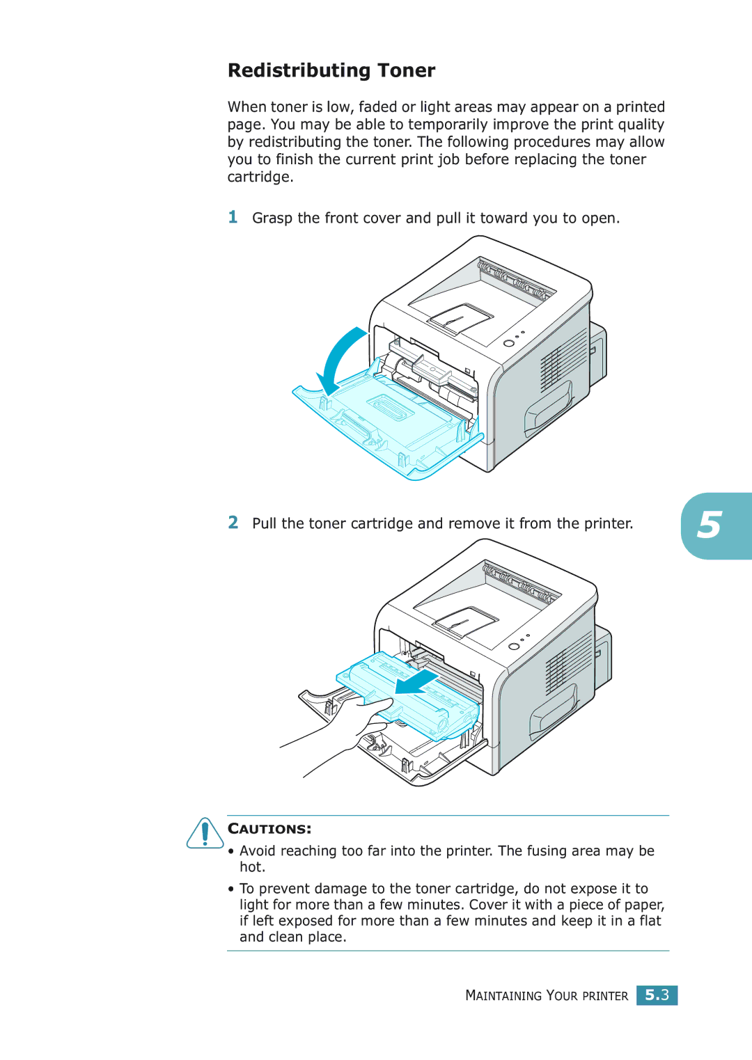 Samsung ML-2251NP manual Redistributing Toner 