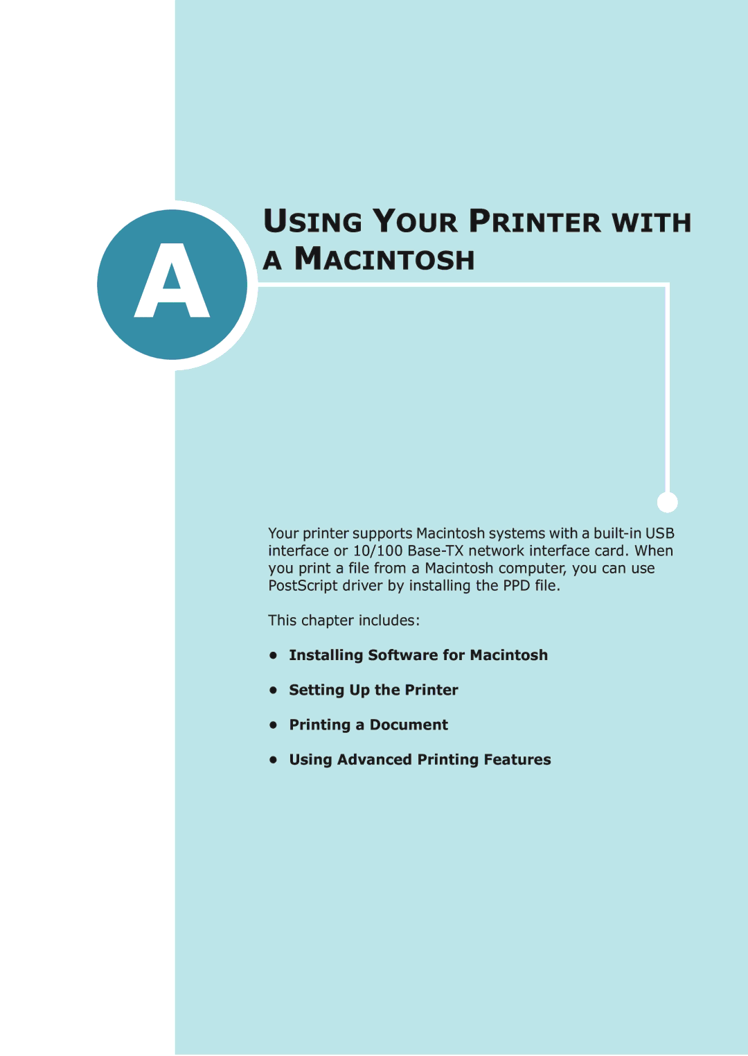 Samsung ML-2251NP manual Using Your Printer with Macintosh 