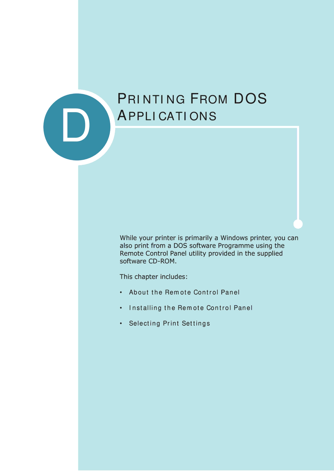 Samsung ML-2251NP manual Printing from DOS Applications 