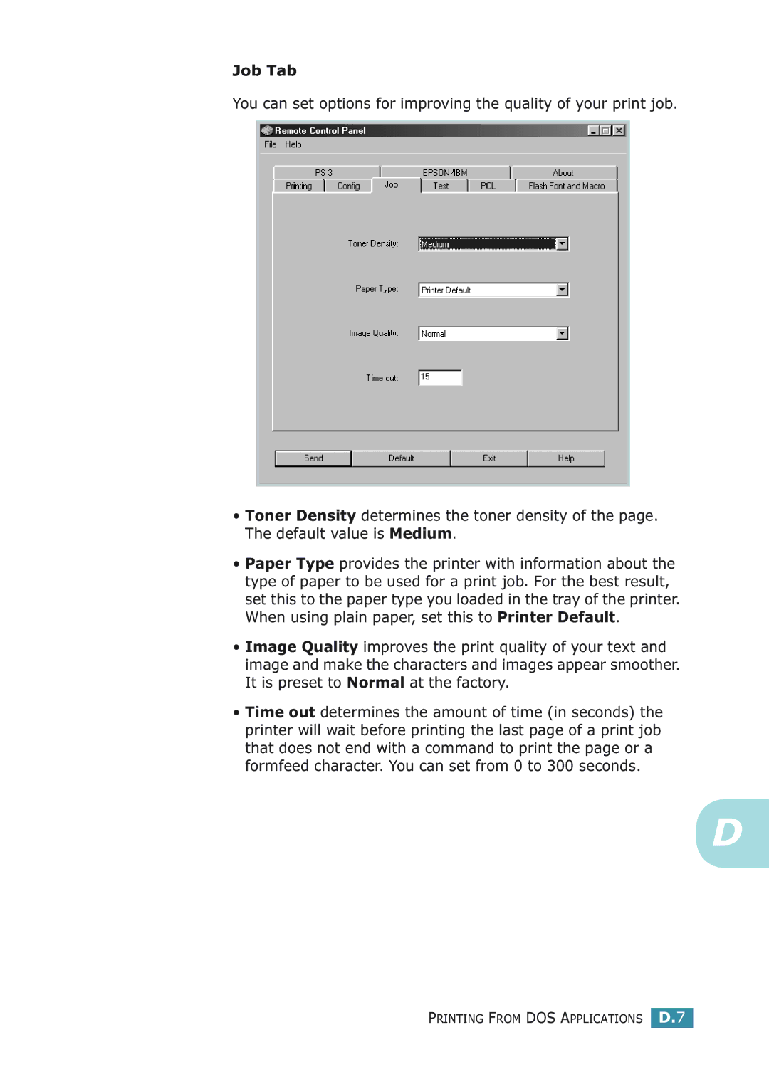 Samsung ML-2251NP manual Job Tab 