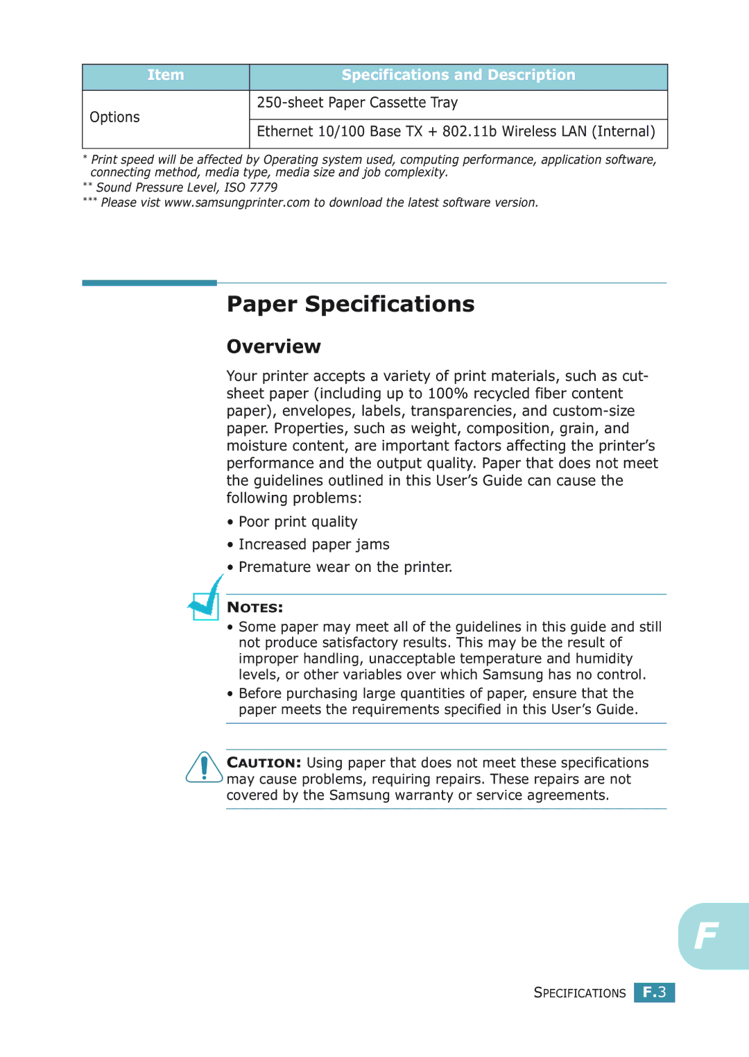 Samsung ML-2251NP manual Paper Specifications, Overview 