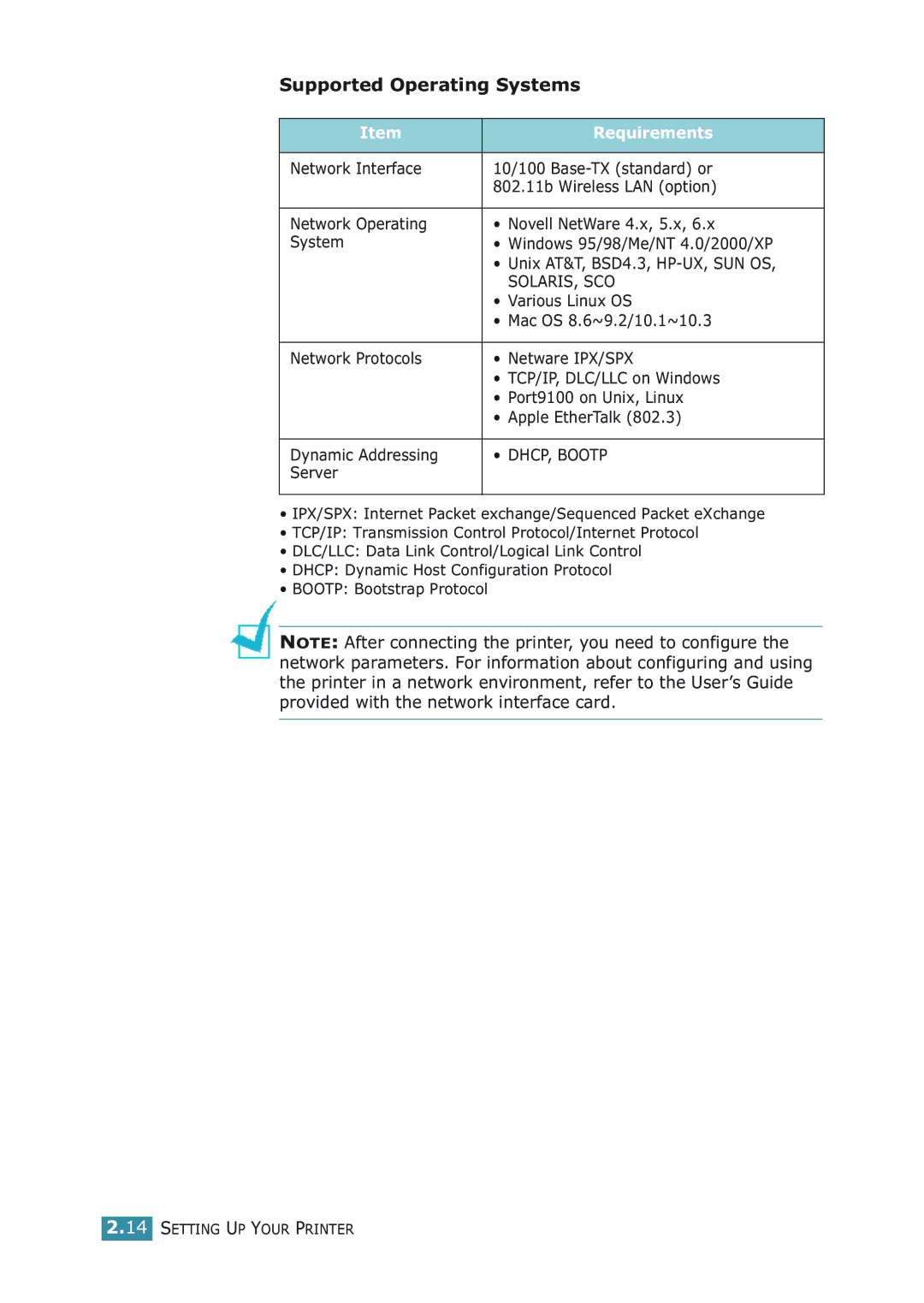 Samsung ML-2251NP manual Supported Operating Systems, Requirements 