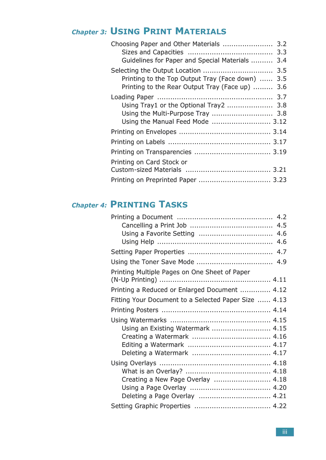 Samsung ML-2251NP manual Printing on Card Stock or, Printing Multiple Pages on One Sheet of Paper 