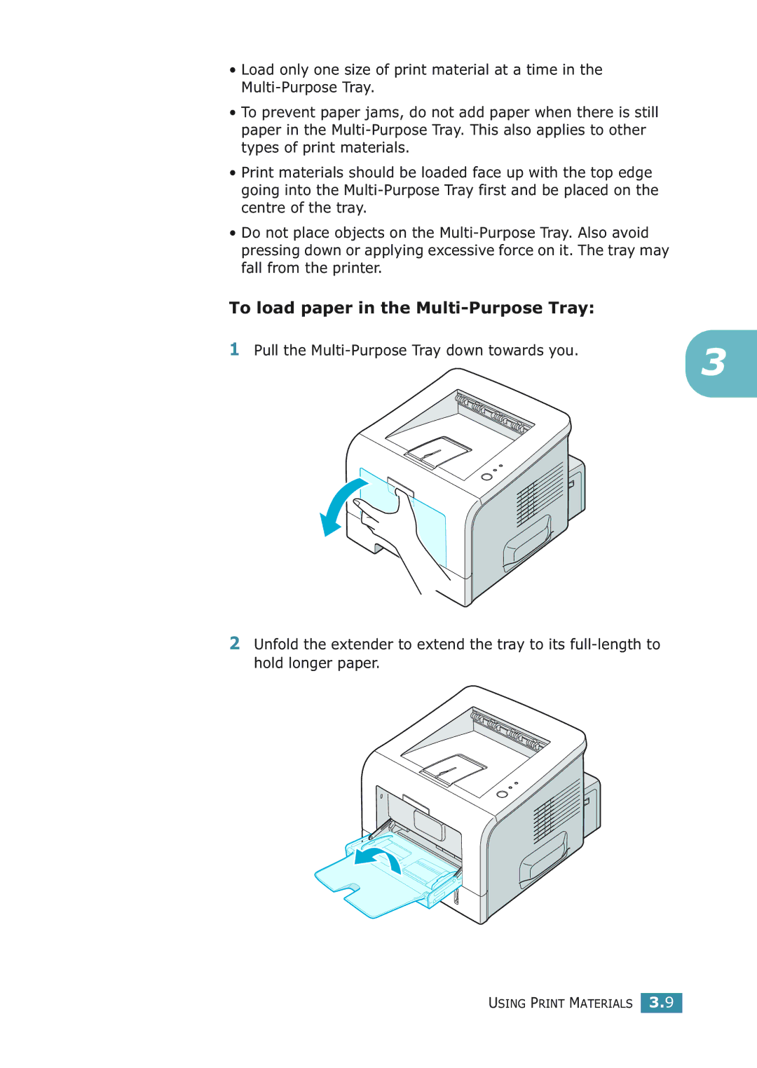 Samsung ML-2251NP manual To load paper in the Multi-Purpose Tray 