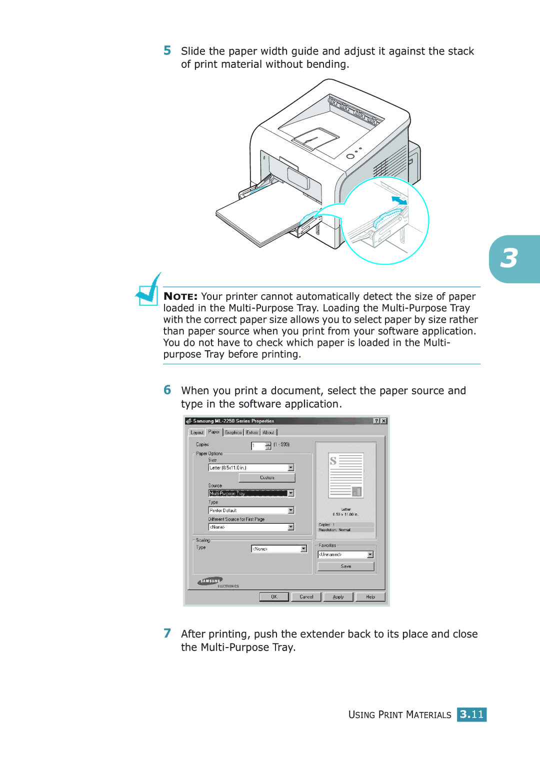 Samsung ML-2251NP manual Using Print Materials 