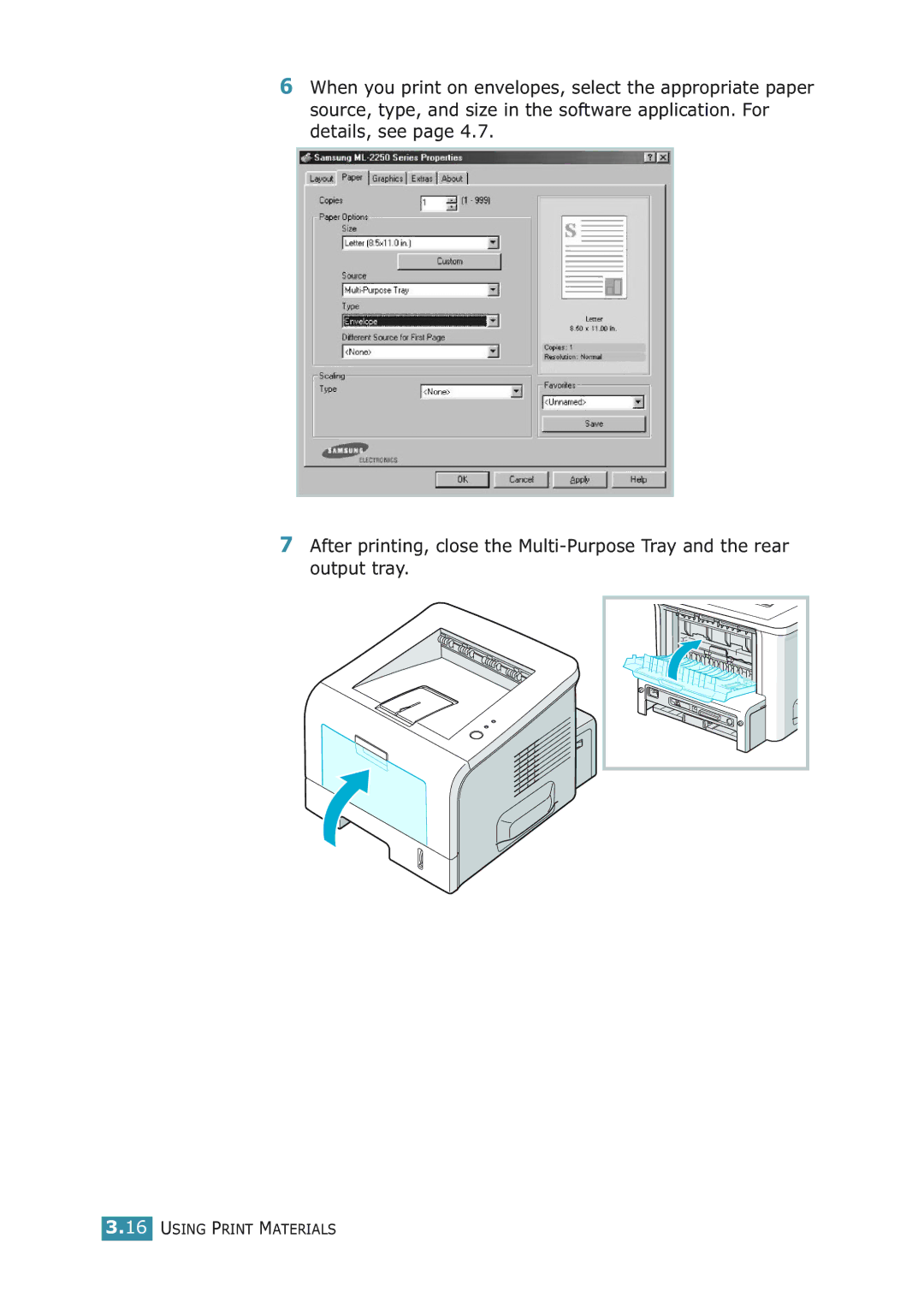 Samsung ML-2251NP manual Using Print Materials 