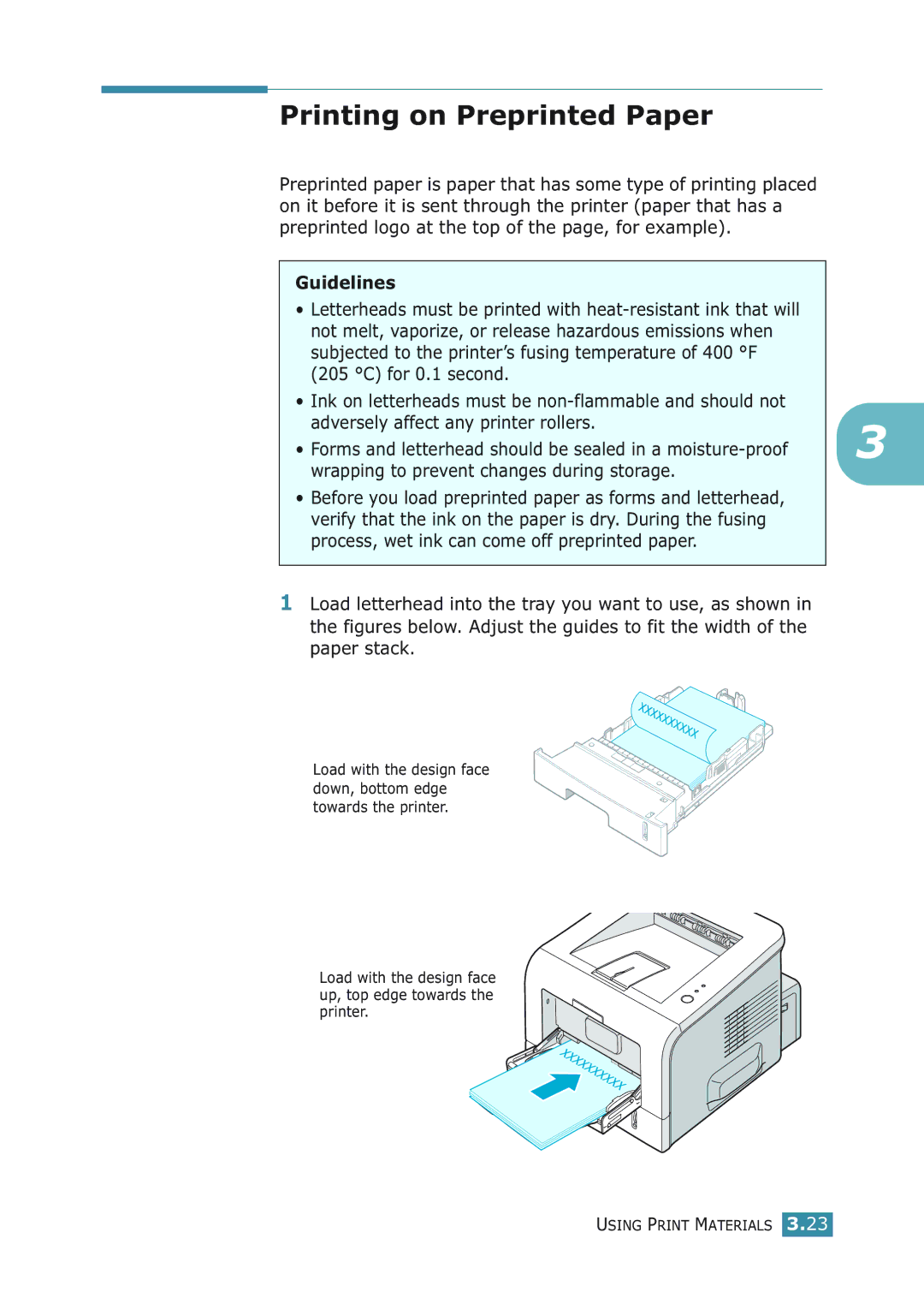 Samsung ML-2251NP manual Printing on Preprinted Paper 