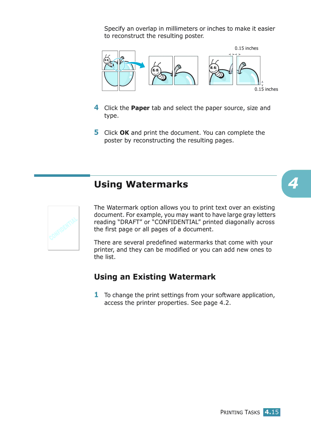 Samsung ML-2251NP manual Using Watermarks, Using an Existing Watermark 